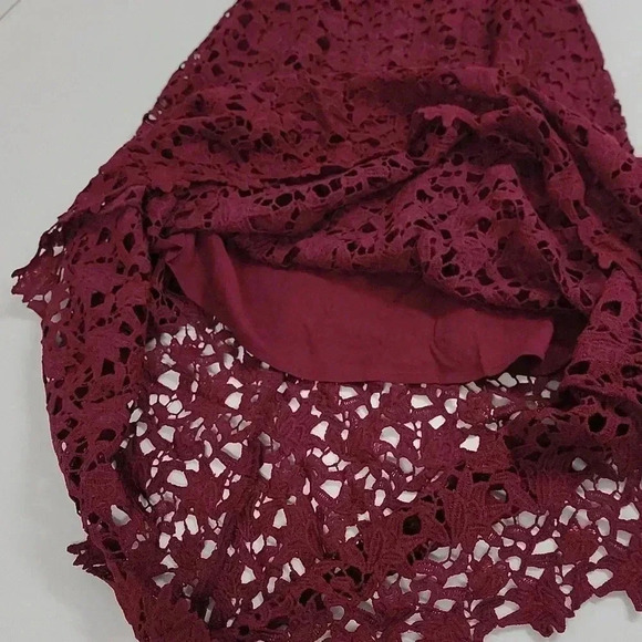 ASTR The Label Midi Dress Small Wine Red Lace A- Line Cocktail - Picture 12 of 13